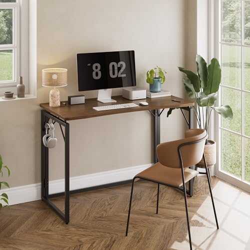 JOYMOOP 47.2" Brown Folding Desk, No Assembly, Wooden Top, Large Size - Image 2
