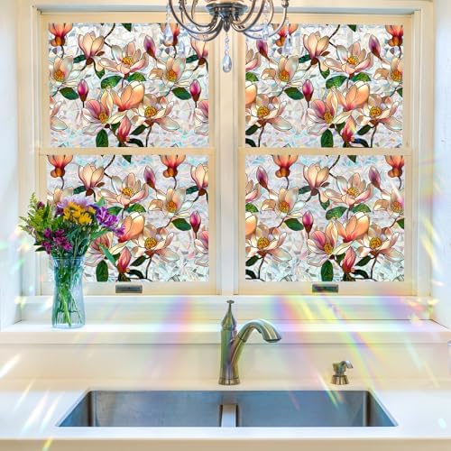 Magnolia Stained Glass Window Film Decorative, 35.4" x 78.7" - Image 7