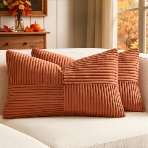 MIULEE Fall Burnt Orange Decorative Lumbar Throw Pillow Covers 12x20 Inch by MIULEE