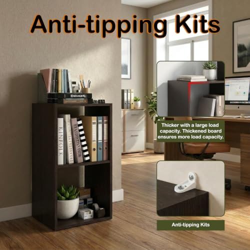 WannabeMyself【Sturdy Build&Easy Assembly】2 Cube Storage Organizer with Anti-Tipping Kits,Reversible Open Back Book Shelf, Bookcase for Living Room,Bedroom,Entrance Hall,Office,12.2×11.4×24.1,Chocolate - Image 5