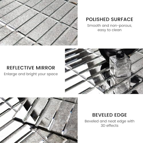 Peel and Stick Mirror Tile Backsplash Dark Antique - Image 5
