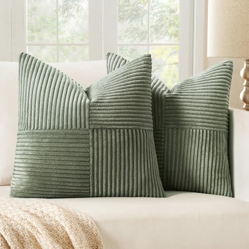MIULEE Light Olive Green Decorative Throw Pillow Covers for Couch 18x18 in by MIULEE