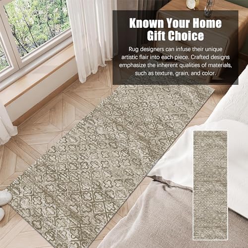 RUGSURE Washable Area Rugs, 2'6'' x 8' - 1/6 Thick - Stain & Water Resistant Non-Slip - Perfect Resistant Rug for Living Room, Bedroom, Nursery, Pet & Child Friendly, Vibrant Colors Rugs, Brown - Image 3