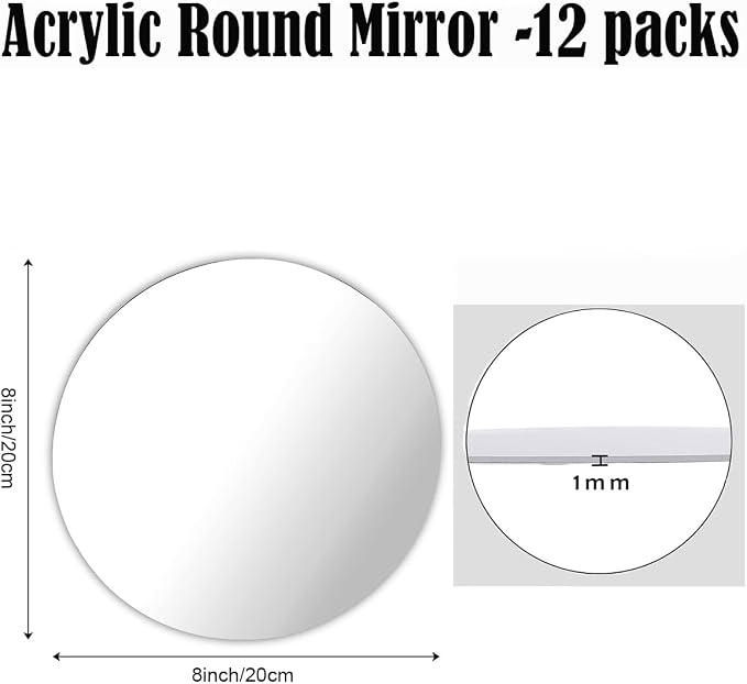 12PCS Round Mirror Tiles for Centerpieces, Mirror Trays Flat 8inch Circle Mirrors for Tables Mirror Centerpieces, Circle Mirror Candle Plates for Table Centerpieces Wedding Party Centerpieces - Image 4