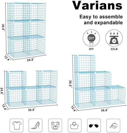 C&AHOME Wire Cube Storage, 6 - Cube Organizer Metal C Grids Units, Blue - Image 3