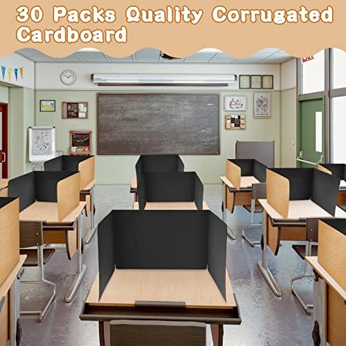 Gueevin 1 Pcs 1 Pcs Classroom Desk Dividers for Students Test Privacy Folders for Better Focus Overall Size 13" x 20" x 17" School Testing Study Cardboard (Brown,Black) - Image 3