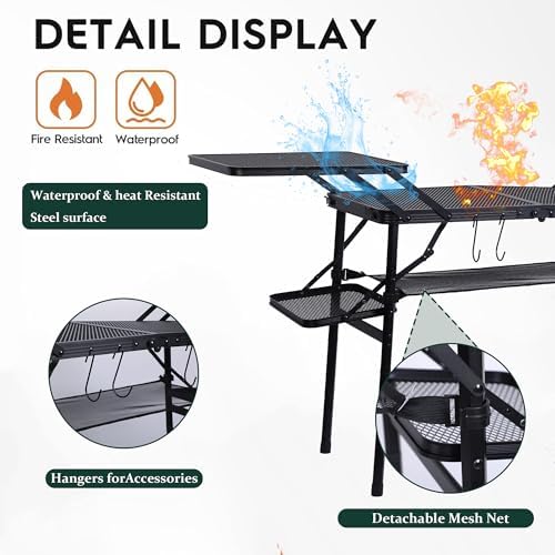 Nice C Camping Metal Table, Compact Outdoor Folding Tailgate Grill Table - Image 3