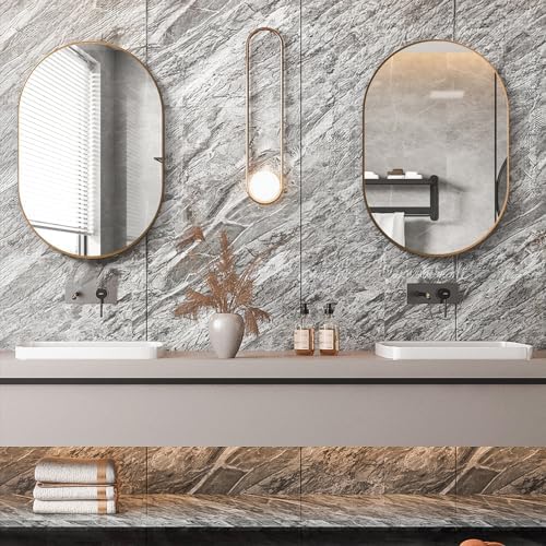 Oval Bathroom Mirror Capsule Wall Vanity Mirror, 24"x36" Pill Mirrors Wall Mounted Mirror, Large Modern Mirror with Gold Metal Frame, Decor for Entryway, Bedroom - Image 3
