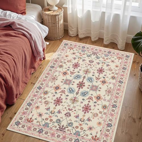 Rugxara 3x5 Entryway Rug,Pink Washable Area Rug - Image 3