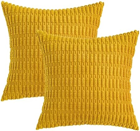 MIULEE Decorative Throw Pillow Covers 20x20 Mustard Yellow Pack of 2 - Image 6