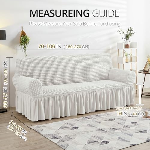 NICEEC Sofa Covers Ivory Couch Cover Stretch Sofa Slipcovers with Skirt - Image 6