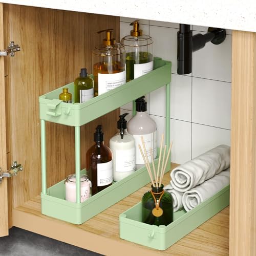 SPACEKEEPER Slim Rolling Storage Cart, 3 Tier Bathroom Cart Organizer,Green - Image 4