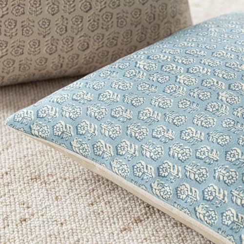 Foindtower Decorative Floral Print Throw Pillow Covers 18×18 Inch,Sky Blue - Image 3