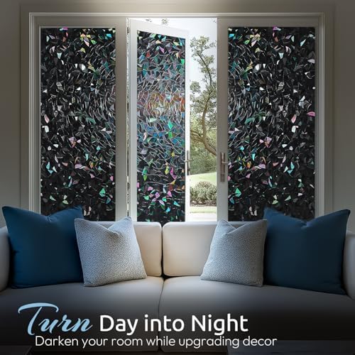 rabbitgoo Rainbow Window Privacy Film, Stained Cling, Black, 29.5" x 118.1" - Image 3