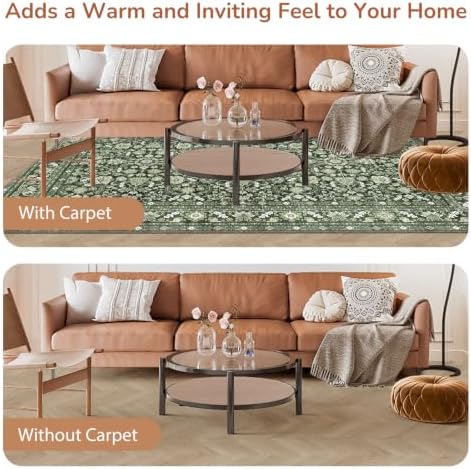 OPPODREAM Vintage Dark Green Area Rugs 2x6, Washable Rug for Living Room - Image 7