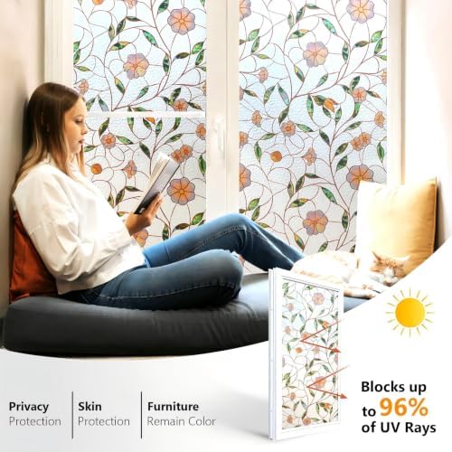 Window Privacy Film Stained Glass 17.5" x 78.7" Static Cling - Image 3