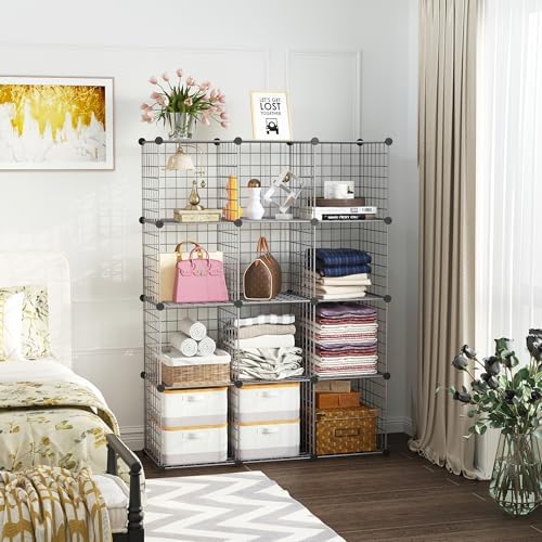 C&AHOME Wire Cube Storage, 12 - Cube Organizer Metal C Grids, Silver Gray - Image 2