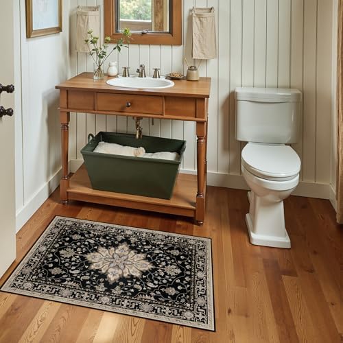 RELEANY Washable Area Rug, Small 2'x3', Black/Neutral - Image 3