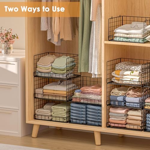 Yociyoga 8-Tier Stackable Closet Organizers and Storage Shelves, Foldable Closet Shelf Organizer, Stackable Storage Bins Drawers for Closet Organizer System, Black（Patent No. 30022416） - Image 2