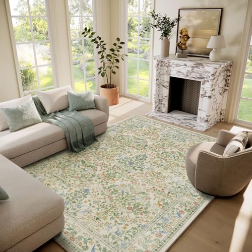 Washable Area Rugs for Living Room: 6x9 Bedroom Rug Stain Resistant Non Slip Low Pile Lightweight Soft Carpets for Dining Room Kitchen Nursery Kids Room Farmhouse Living Room Indoor by palohom