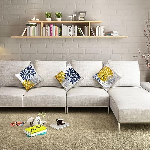 Flower Throw Pillow Covers 18x18 Set of 2, Flowers Pillow Cushion Cases, Modern Decorative Square Pillowcases for Sofa Couch Bedroom Living Room Car (18X18in Set of 2, Beige Flower) (2QE3005) - Image 5