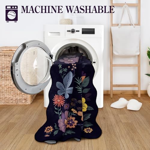 Lahome Floral Washable Entryway Rug, 2X3 Purple Kitchen Rugs Non Slip Small - Image 4