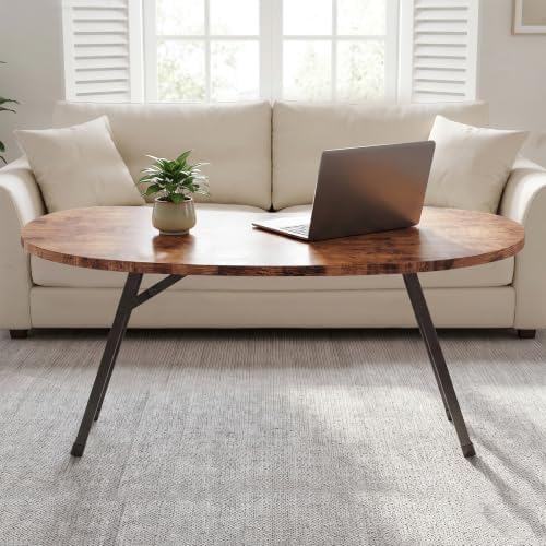 Foldable Coffee Table,Mid Century Modern Oval Coffee Table for Living Room - Image 7