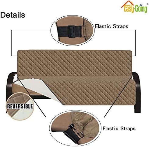 Easy-Going Reversible Couch Cover, Large Futon Sofa, Camel/Ivory - Image 3