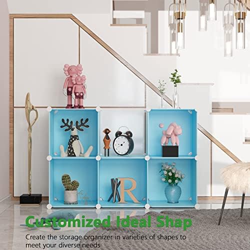 C&AHOME 6-Cube Storage Organizer Cube Shelf Closet Storage Bookcase, Blue - Image 2