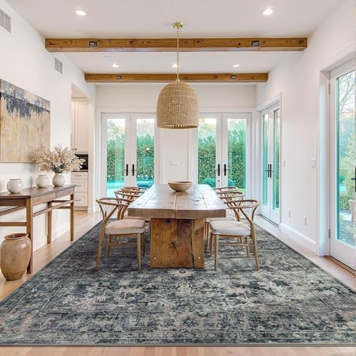 Rugxara Blue 9x12 Area Rugs for Living Room Bedroom Large Washable Rug - Image 3