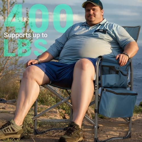 Overmont Folding Camping Chair with Side Table, Cooler Bag, 400 lb Capacity - Image 6