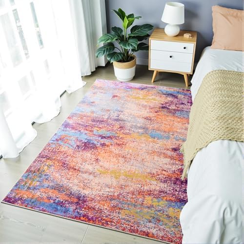 Modern Abstract 3x5 Rug, Non Slip Entryway Rug, Soft Machine Washable Rugs - Image 3