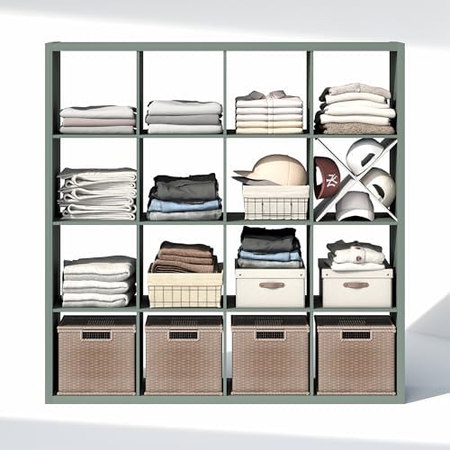Furinno Cubic Extra Thick 16-Cube Closet Organizers and Storage, Sage Green - Image 6