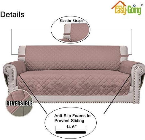 Easy-Going Reversible Couch Cover, 4 Seater Sofa, XX-Large Sofa, Pink/Beige - Image 3