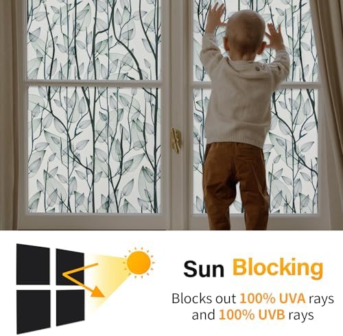 DKTIE Leaf Pattern Window Tint Blackout Window Cover 17.7'' x 78.7'' - Image 3
