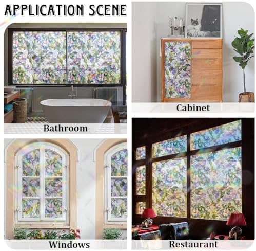 GORGECRAFT 39.4x17 Inch Rainbow Decorative Window Cling, 3D Flower Privacy Film, UV Protection, Non-Adhesive, Reusable - Image 4