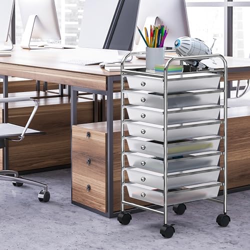 Simple Houseware 8 Drawers Rolling Utility Cart Art Craft Storage, Chrome - Image 2