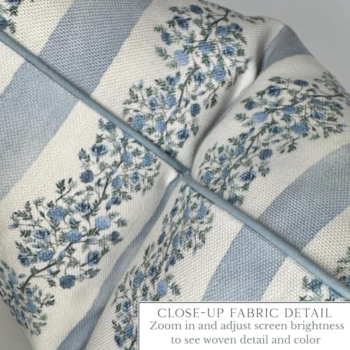 Jillien Harbor “The Juliet” Floral Block Print Pillow Cover – Soft Blue and Off-White Decorative Throw Pillow Cover – Grandmillennial Home Decor, 24" x 24" - Image 4