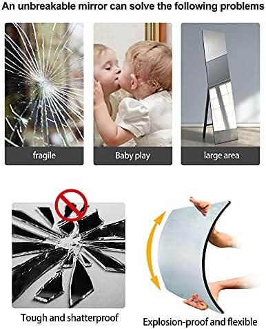 Unbreakable Full Length Wall Mirror, Over The Door Mirror, Thick 1/8", 64"x16", 4 PCS 16"x16", Made of Shatterproof Plexiglass Acrylic, Long Mirrors for Bedroom, Workout for Home Gym Body Mirrors - Image 3
