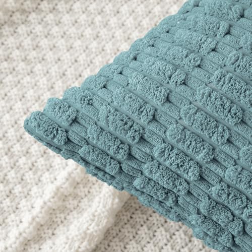 MIULEE Corduroy Decorative Throw Pillow Covers 18x18 Coastal Blue Pack of 2 - Image 5