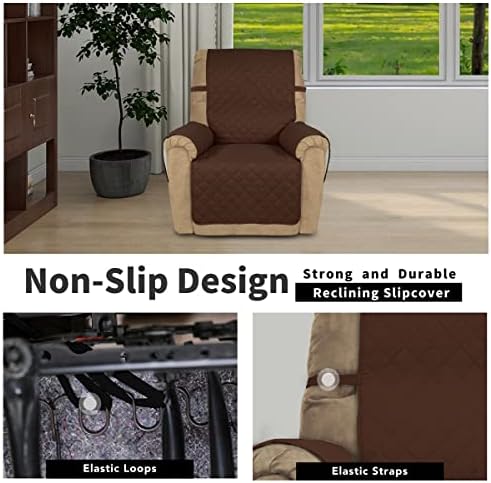 Easy-Going Reversible Couch Cover, Recliner 22 in, Coffee/Ivory - Image 3