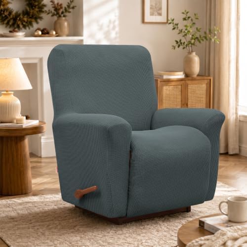 KEKUOU Recliner Chair Covers, 1-Piece Lazy Boy Recliner Covers,Grey - Image 6