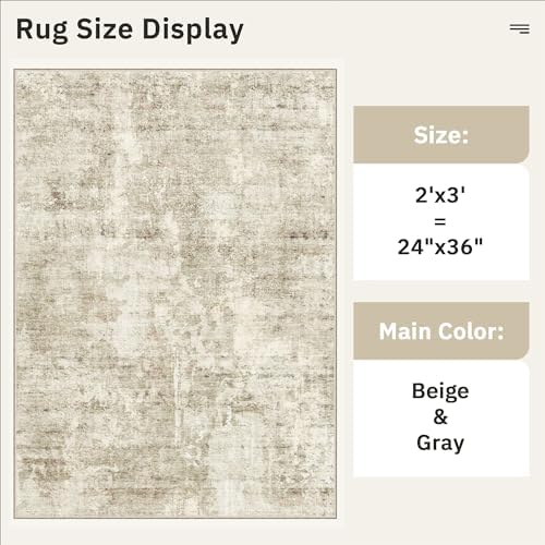 Soalmost 2x3 Abstract Washable Rugs for Kitchen, Small Area Rug Beige/Gray - Image 5