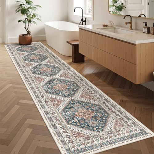 Madane Washable Runner Rugs 2x12 Long for Hallway Kitchen Soft, Navy Blue - Image 5