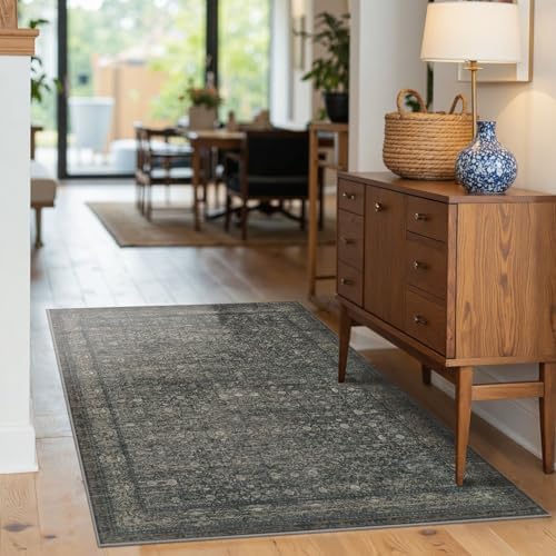 Rugxara 3x5 Entryway Rug,Moss Green Vintage Boho Bedroom Area Rug - Image 3