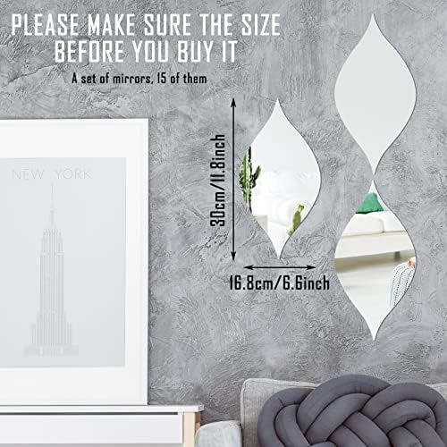 Amyhill 15 Pack Teardop Mirror Stickers Decor, Teardrop, Silver - Image 2