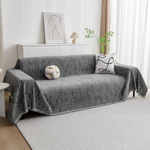 MYSKY HOME Couch Covers for Sofa, Dog Couch Cover Protector, Dark Grey Lines Sofa Covers for Sectional L Shape, Pets Couch Throw Cover Washable Durable Large Couch Cover for Dogs, Cats, 71"X134" - Image 2