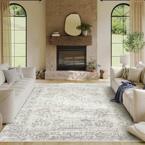 Rugxara Grey 5X7 Washable Area Rug for Living Room by Rugxara
