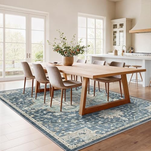 AMADA HOMEFURNISHING 5x7 Area Rugs, Washable Living Room Rug Low-Profile with Non-Slip Backing & Durable Edge Binding, Vintage 5x7 Rugs for Living Room, Bedroom, Dining Room - Image 3