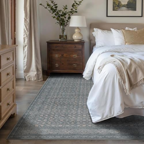 Rugxara 4x6 Vintage Boho Washable Rug for Bedroom(Blue) - Image 3